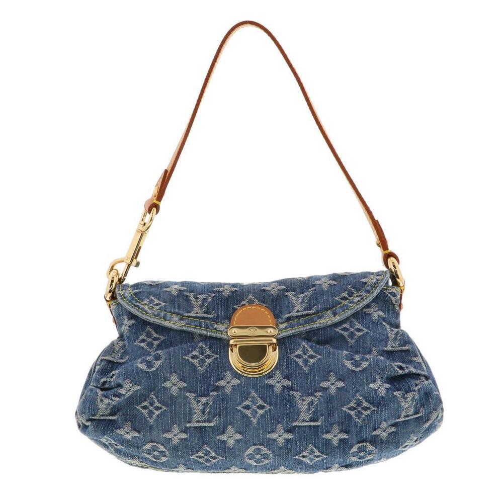 LOUIS VUITTON Pleaty Bag Shoulder Messenger Monogram Denim Blue